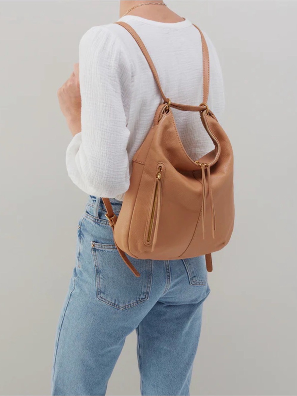 HOBO Leather Merrin Convertible Backpack and Shoulder Bag - Cactus Green - Picture 14 of 16